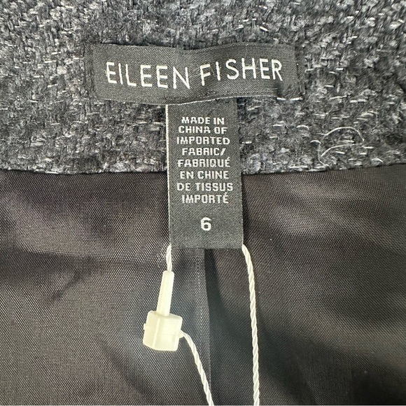 NWT Eileen Fisher Blazer Hand Loomed Sparkle Silk Round Neck Jacket Black Size 6 - Picture 3 of 13
